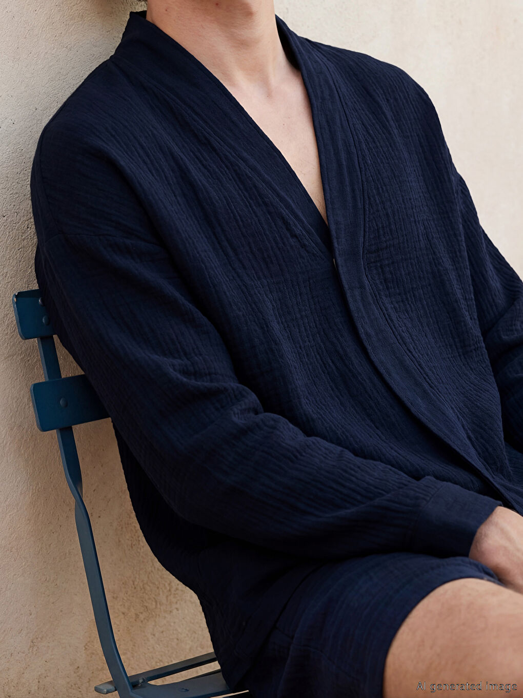 Lacivert Loose Fit Erkek Gömlek-2