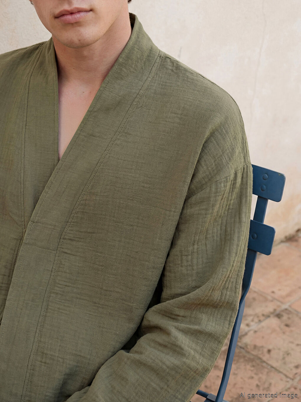 Haki Loose Fit Erkek Gömlek-2