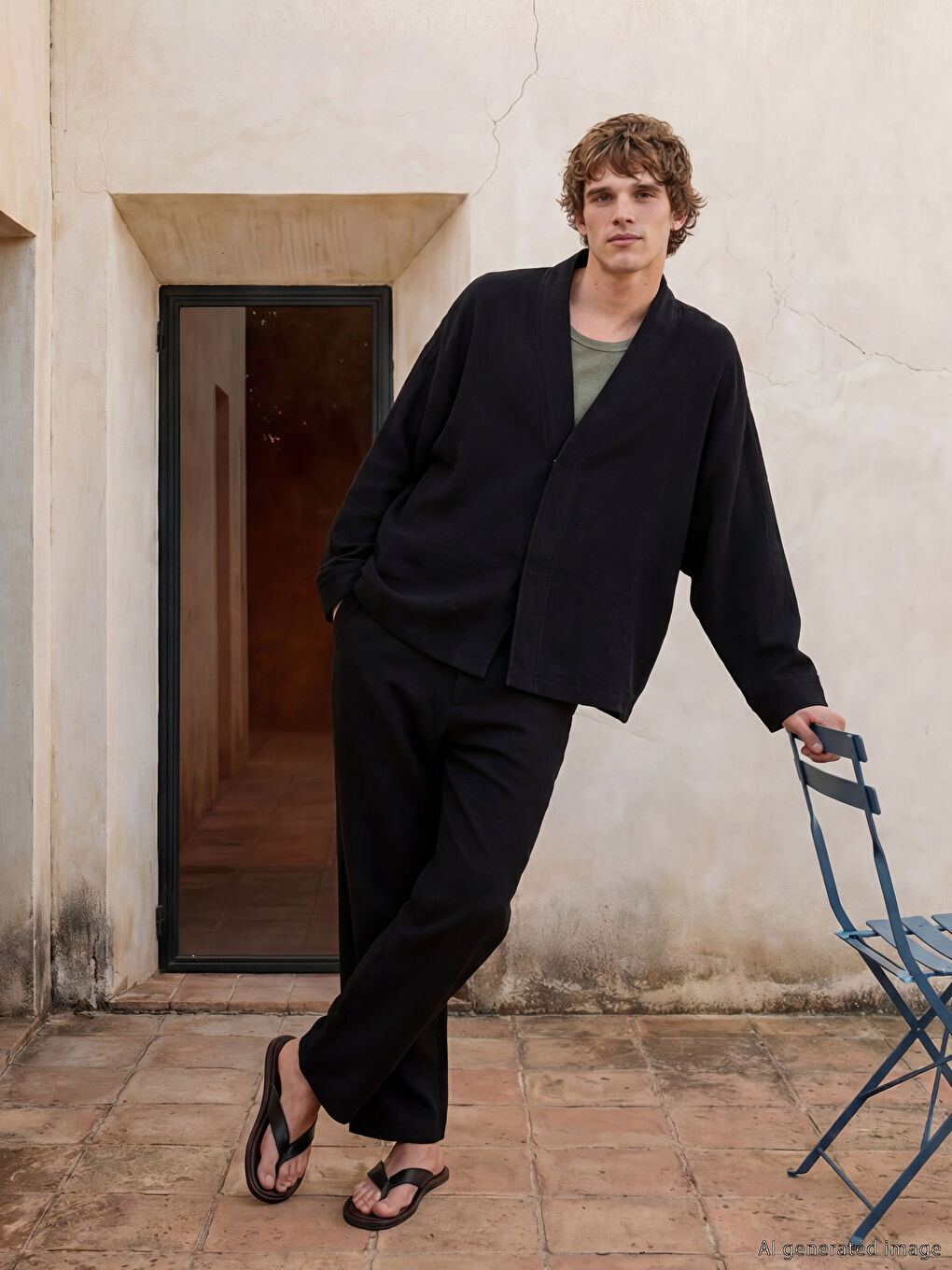 Siyah Loose Fit Erkek Gömlek-1