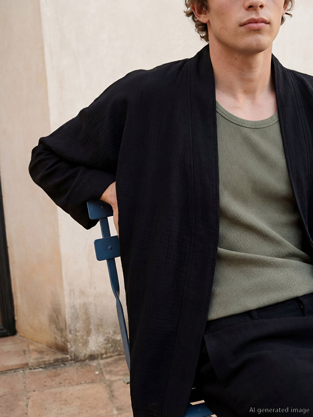 Siyah Loose Fit Erkek Gömlek-2