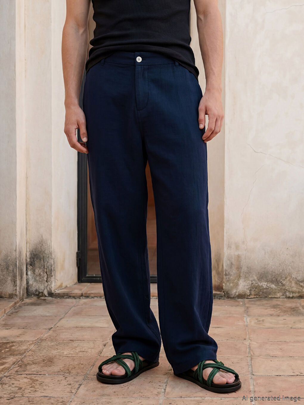 Lacivert Loose Fit Erkek Pantolon-1