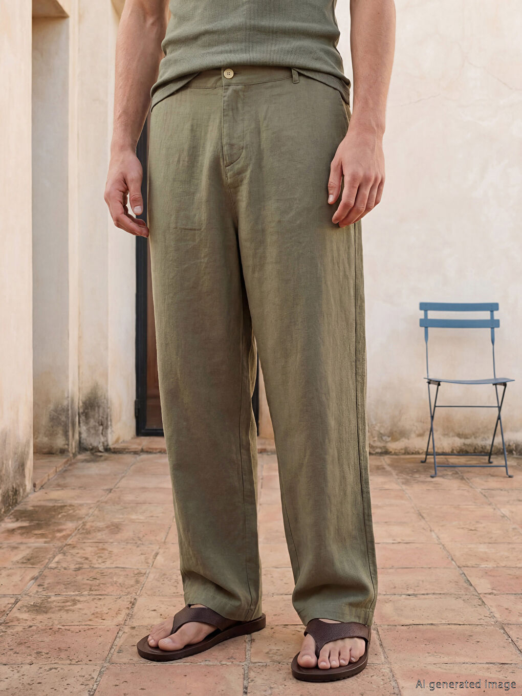 Haki Loose Fit Erkek Pantolon-1