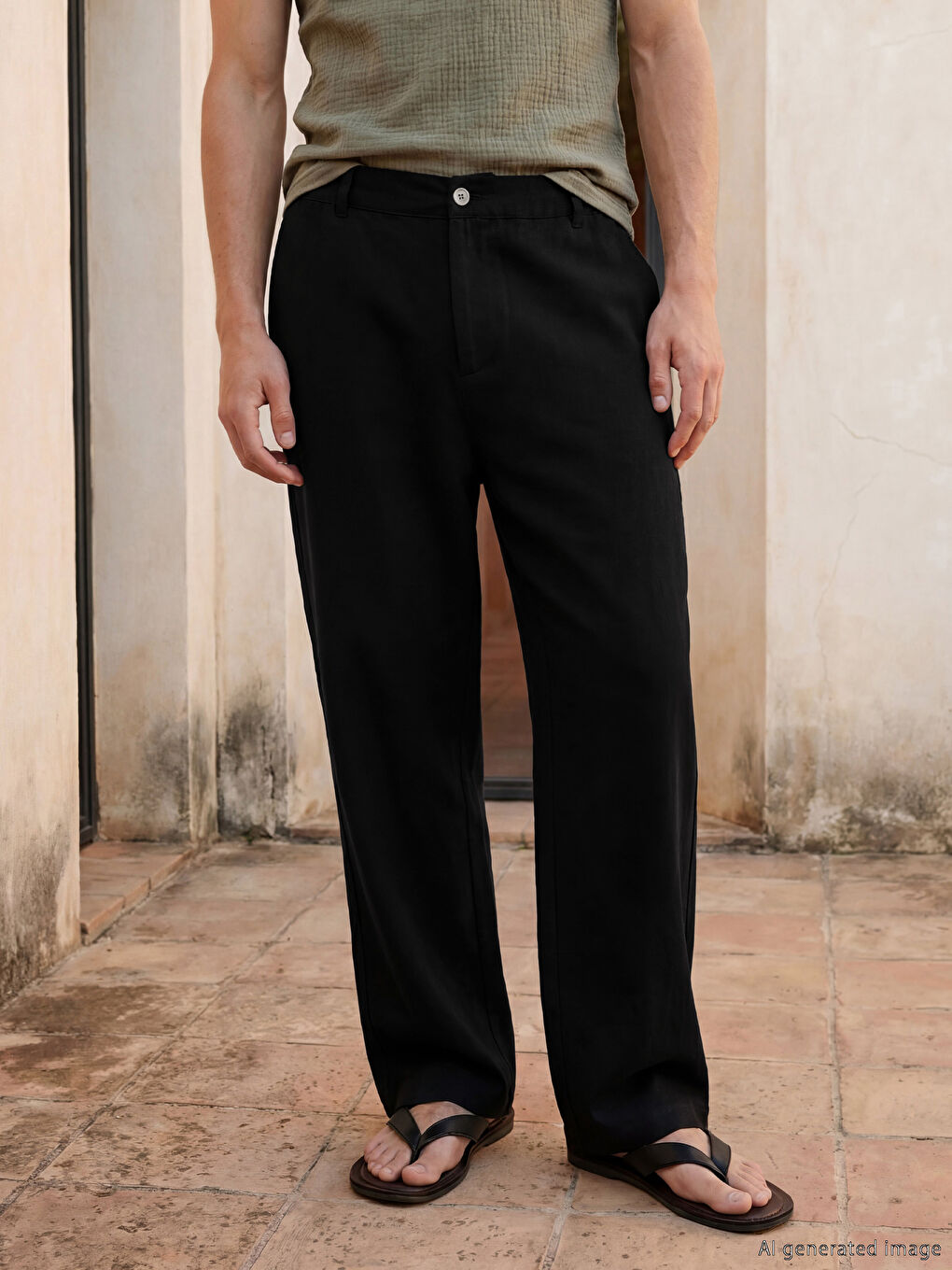 Siyah Loose Fit Erkek Pantolon-1