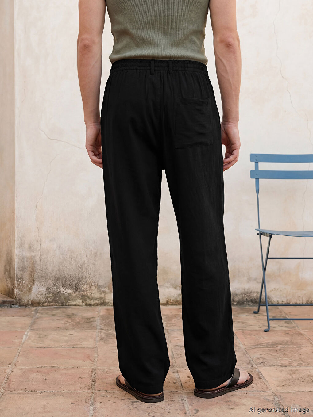 Siyah Loose Fit Erkek Pantolon-2