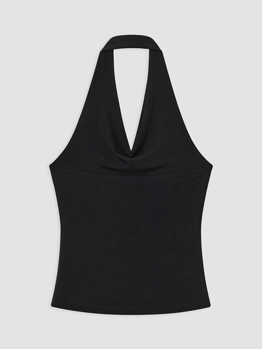 Siyah Halter Yaka Büzgülü Bluz-1