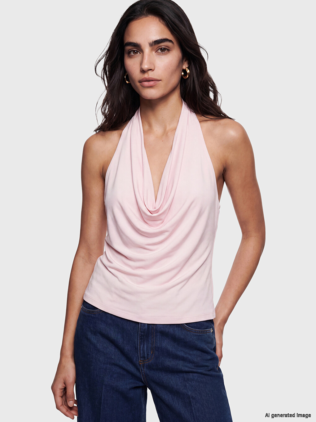 Halter Nabrana Bluza