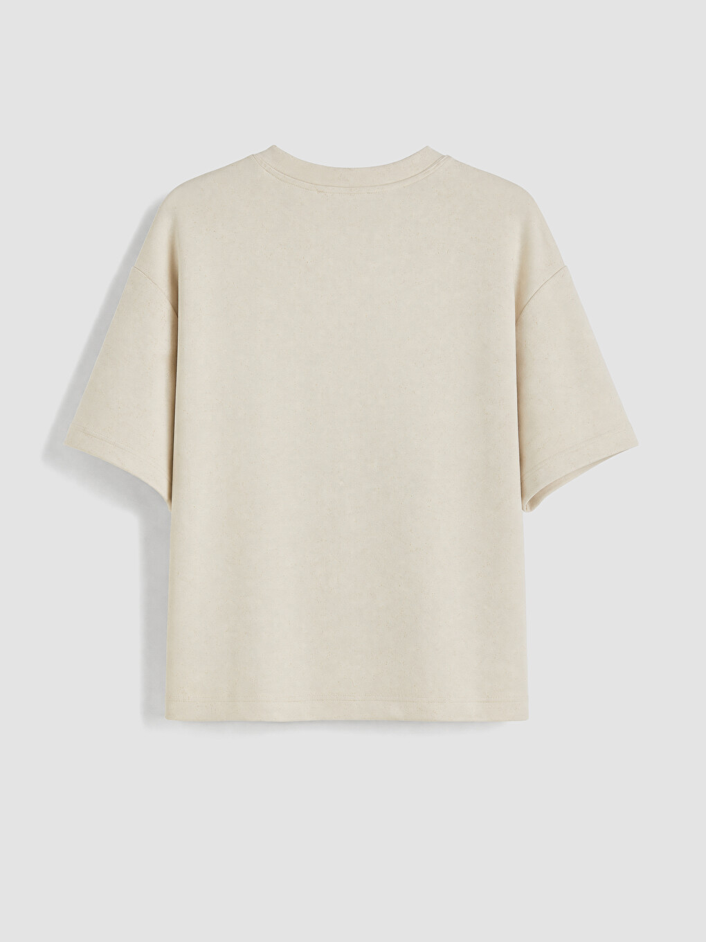 Bej Oversize Soft Touch Kadın Tişört-1