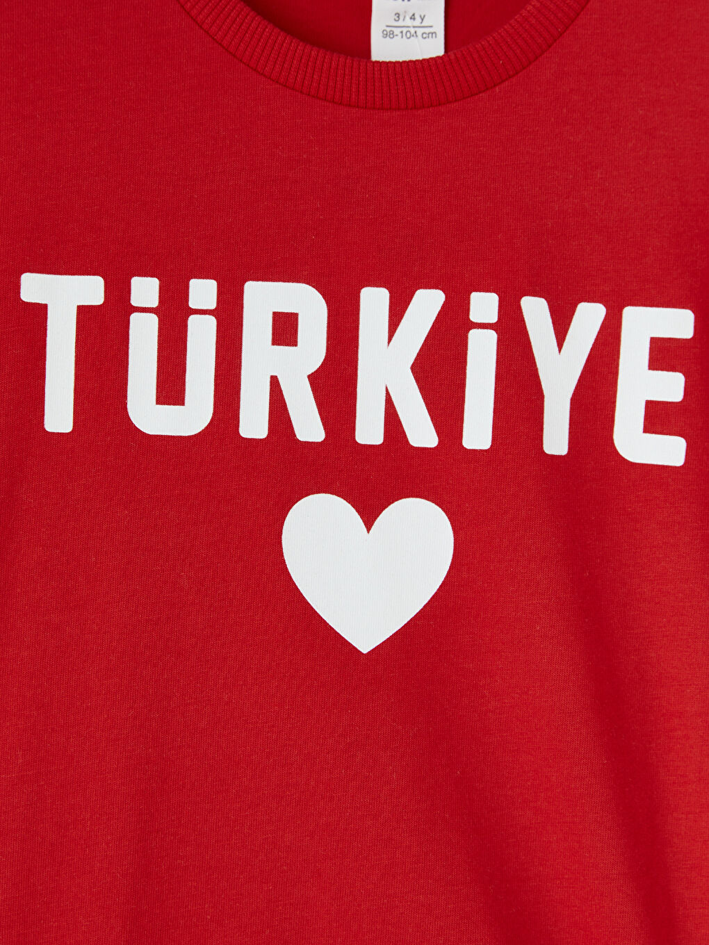 Kırmızı Türkiye Baskılı Kız Çocuk Tişört-2