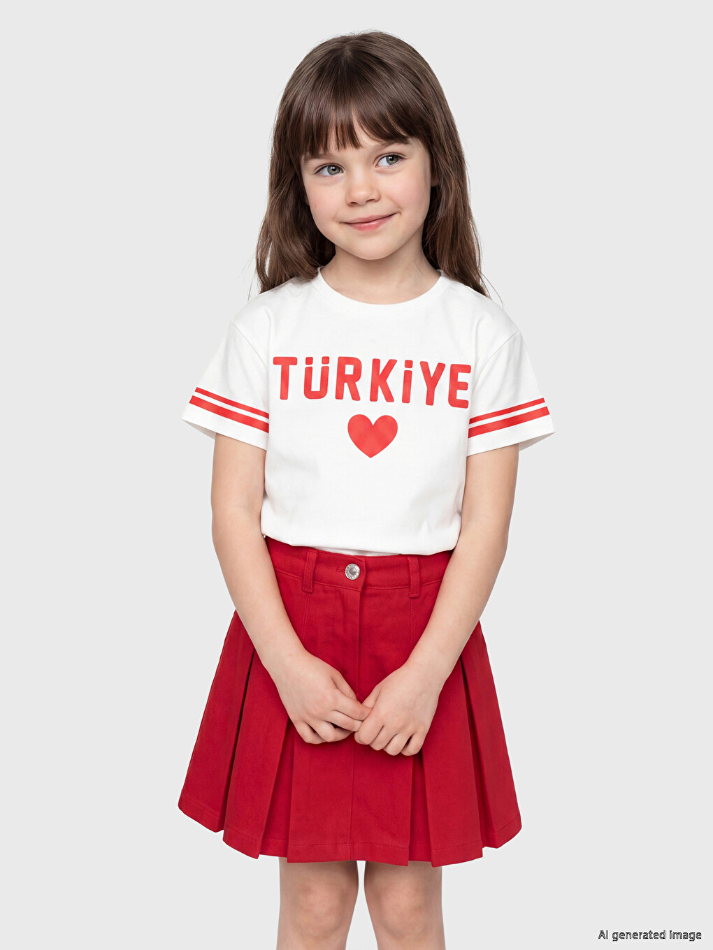 Beyaz Türkiye Baskılı Kız Çocuk Tişört