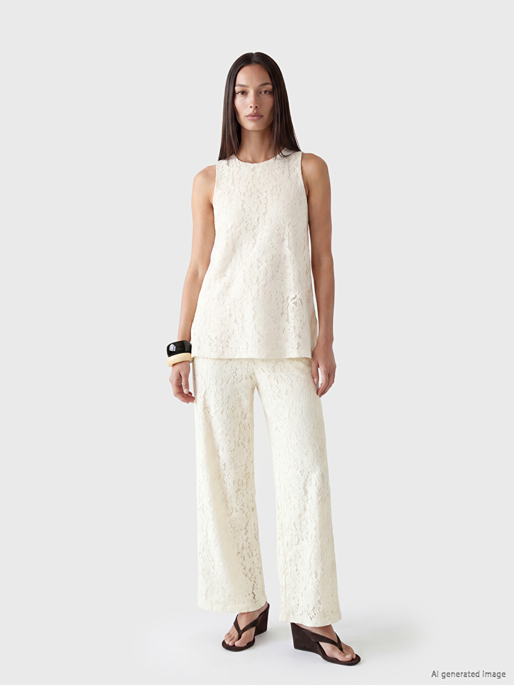Elastic Waist Lace Women's Trousers