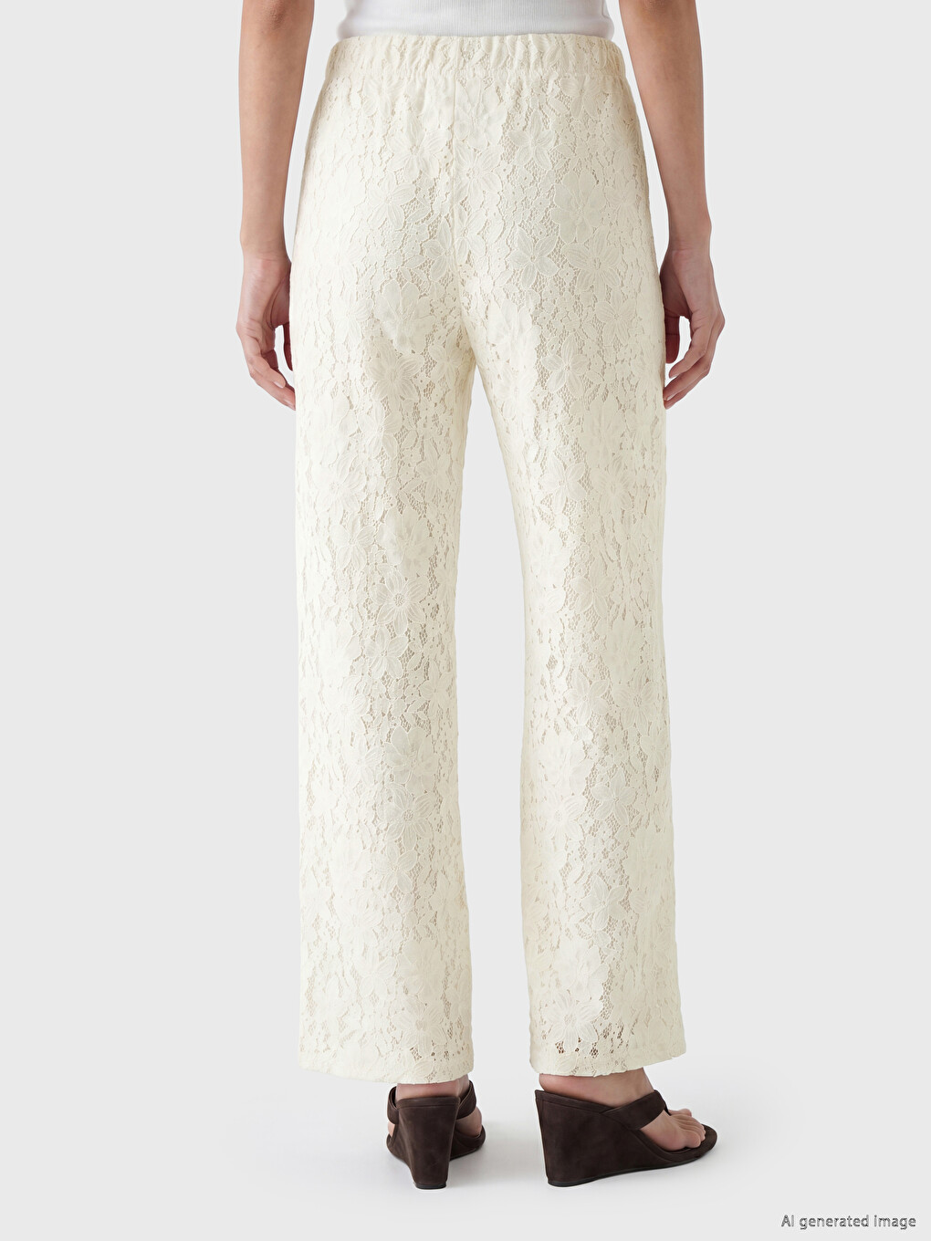 Elastic Waist Lace Women's Trousers-3