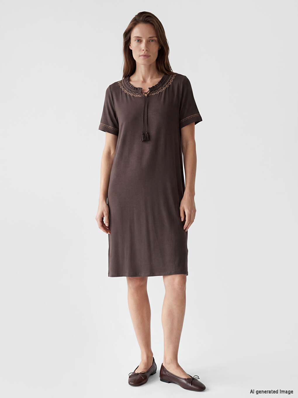 Tie Neck Patterned Dress