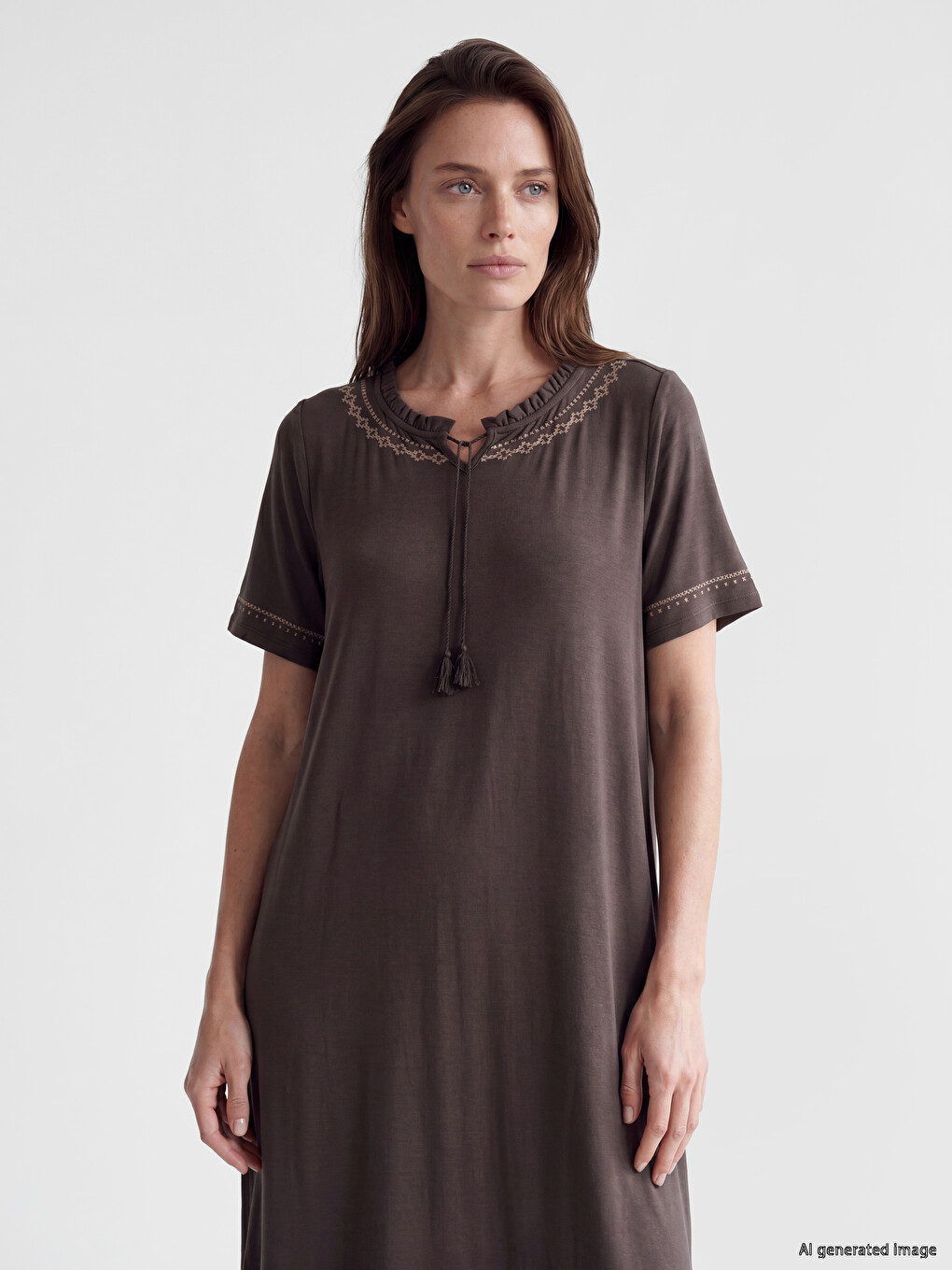 Tie Neck Patterned Dress-1
