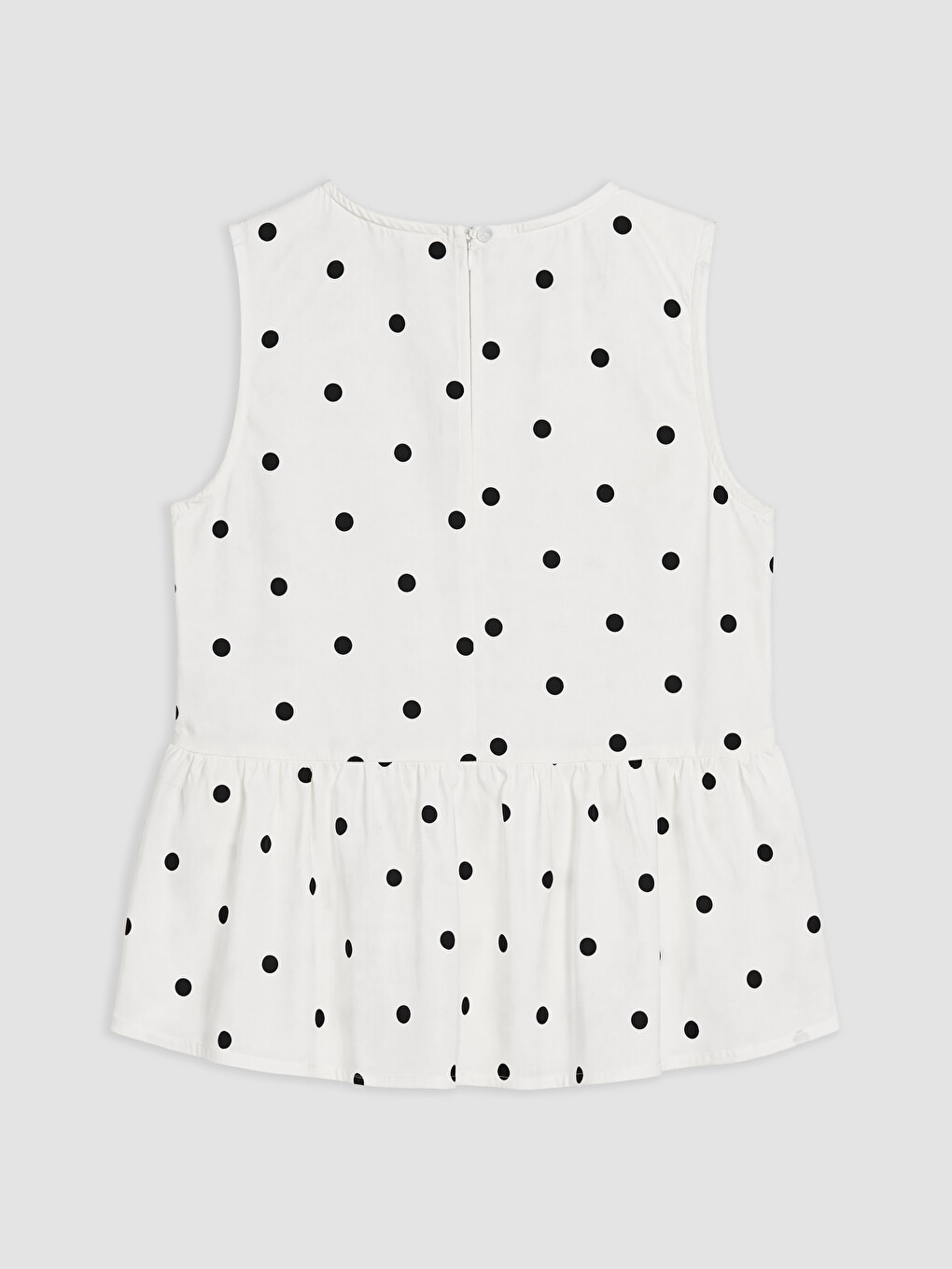 Siyah Bisiklet Yaka Puantiyeli Peplum Bluz-2
