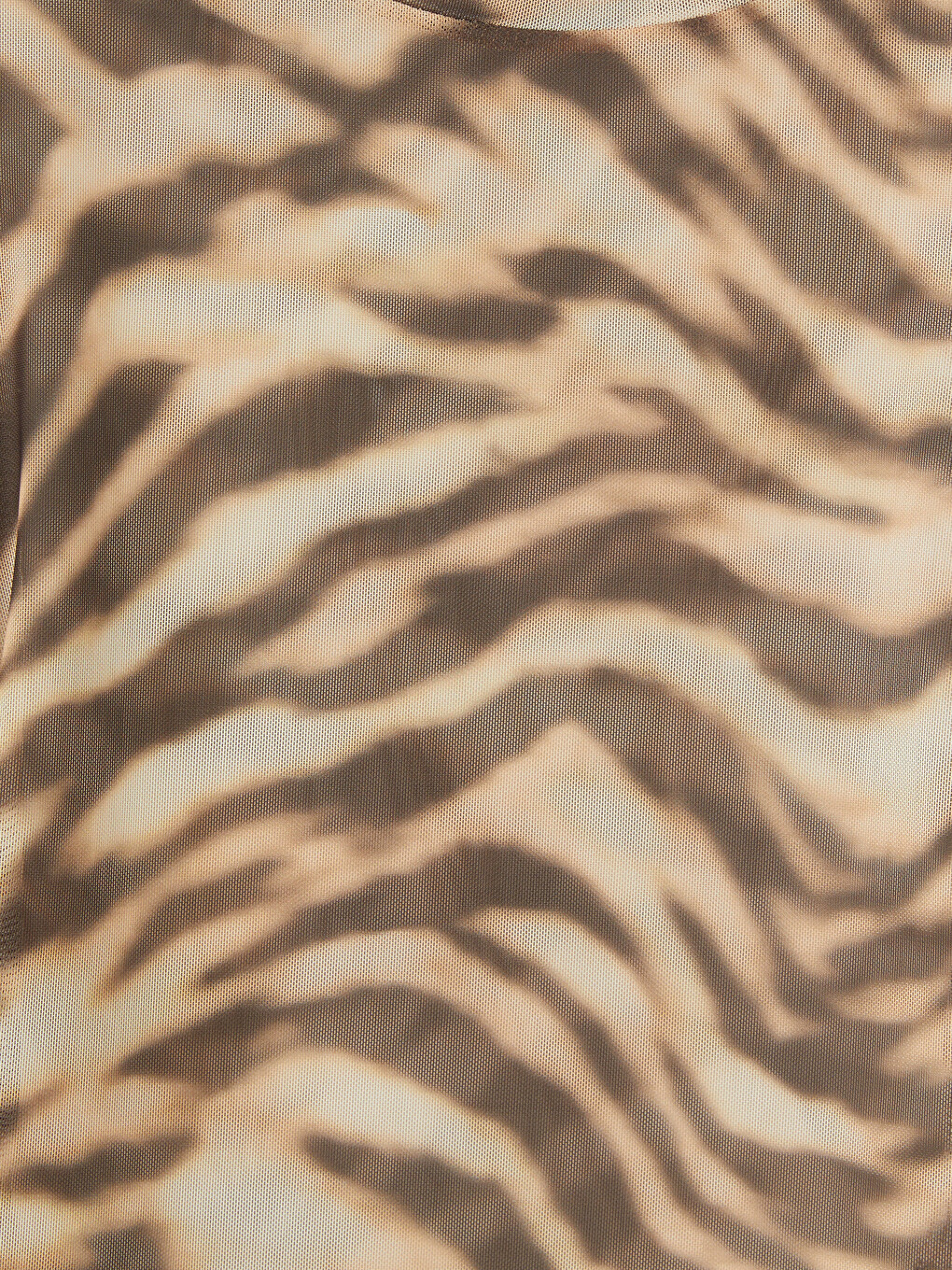 Ekru Bisiklet Yaka Zebra Desenli Büzgülü Bluz-2
