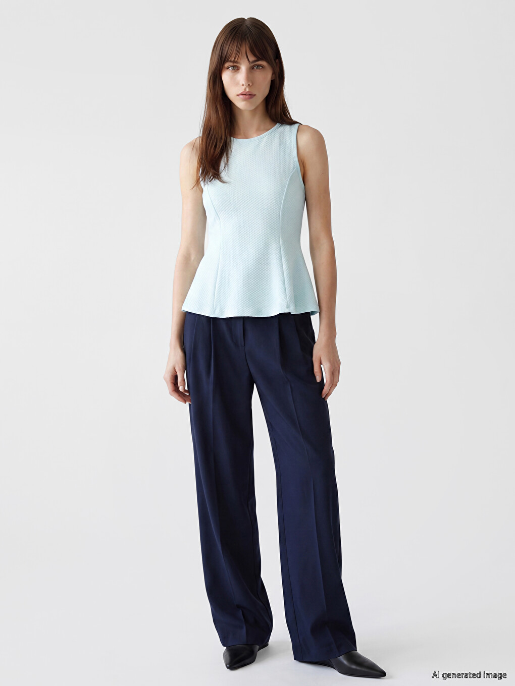 Crew Neck Peplum Blouse-1
