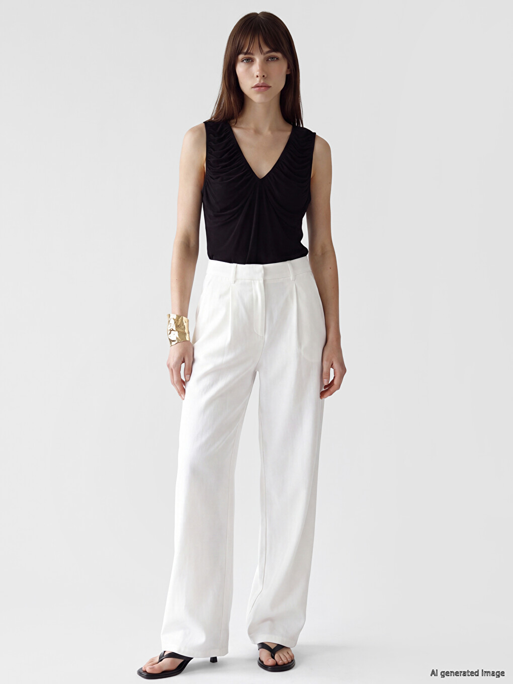 V Neck Ruched Blouse-1