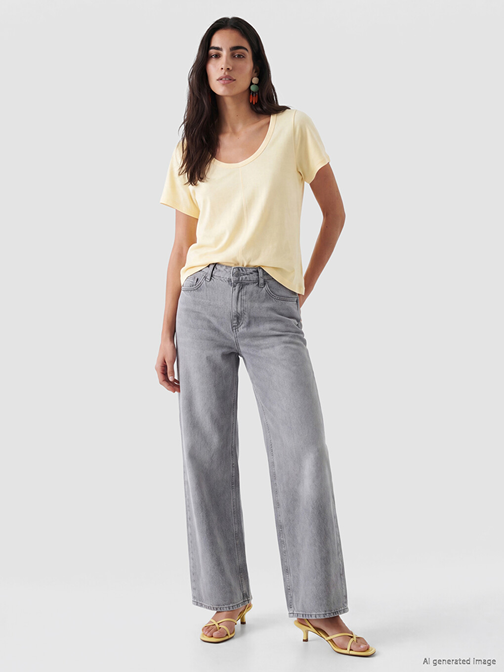 U Neck 100% Cotton Women's T-shirt-1