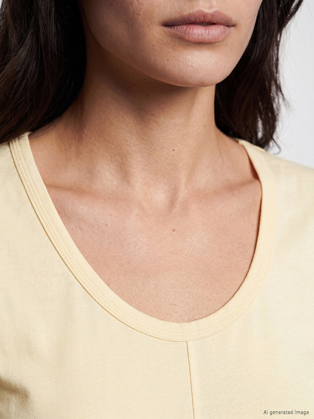 U Neck 100% Cotton Women's T-shirt-2
