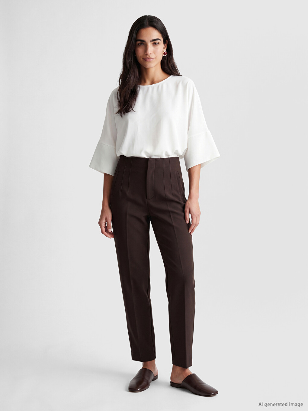 Crew Neck Bell Sleeve Oversize Blouse-1