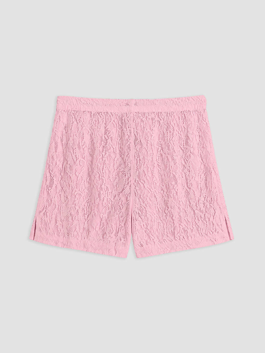 Pembe Beli Lastikli Kadın Fileli Plaj Şort-1