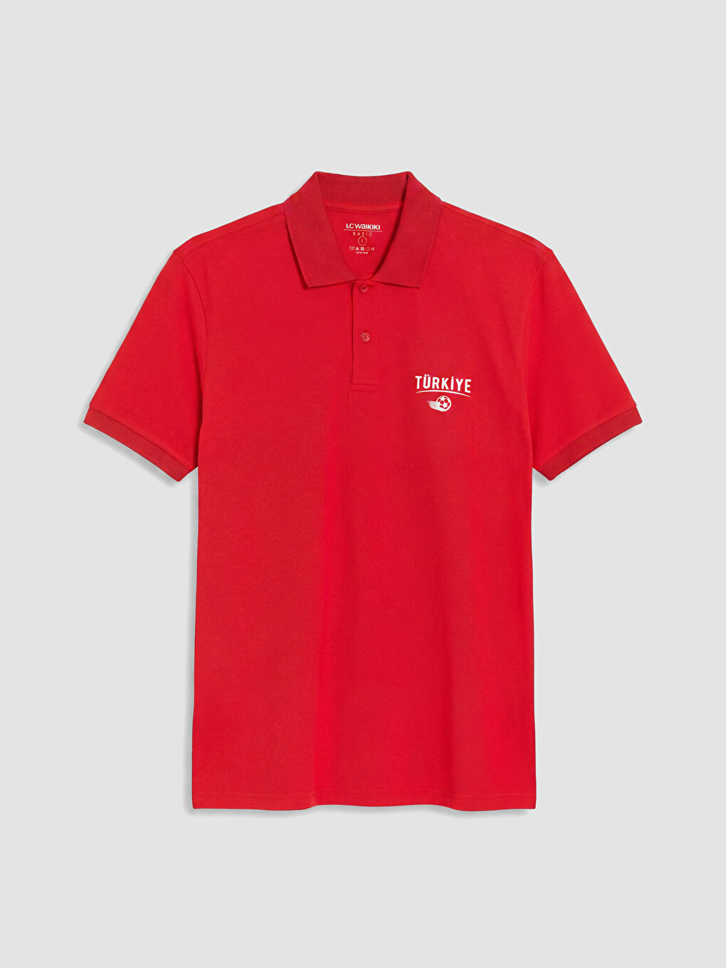 Kırmızı Polo Yaka Türkiye Baskılı Erkek Tişört-1
