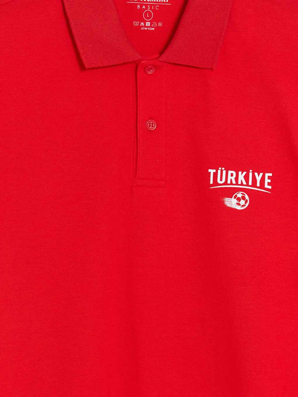 Kırmızı Polo Yaka Türkiye Baskılı Erkek Tişört-2