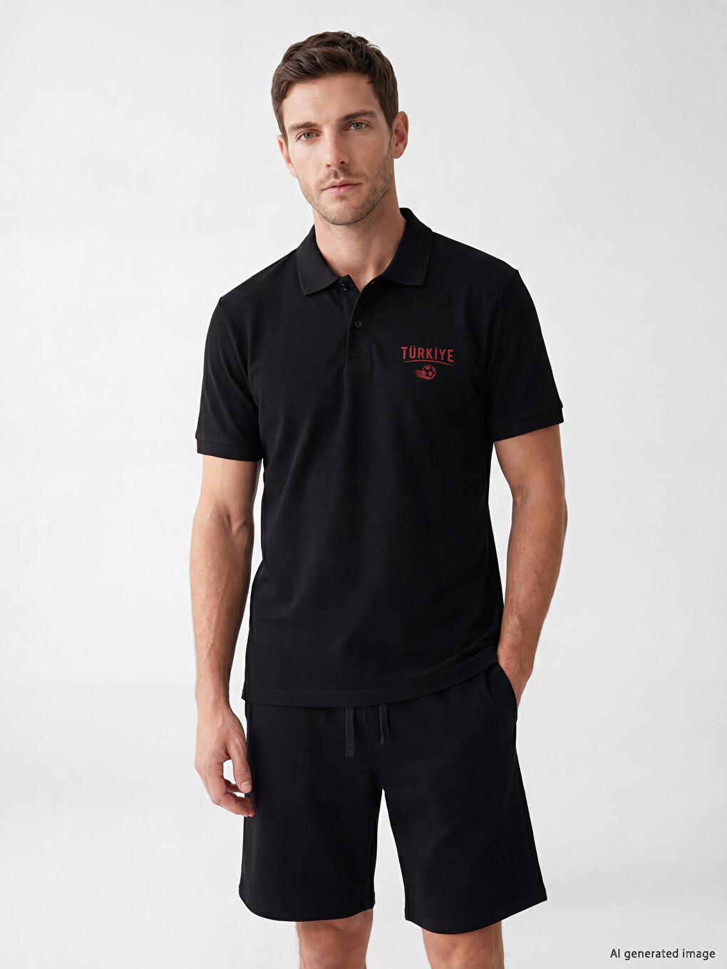 Polo Collar Turkey Printed Men's T-shirt