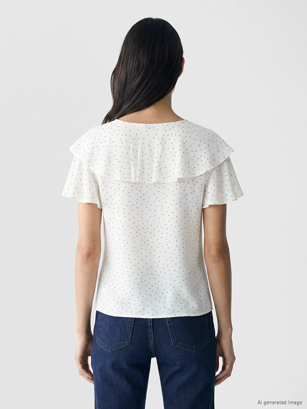 V Neck Polka Dot Blouse-3