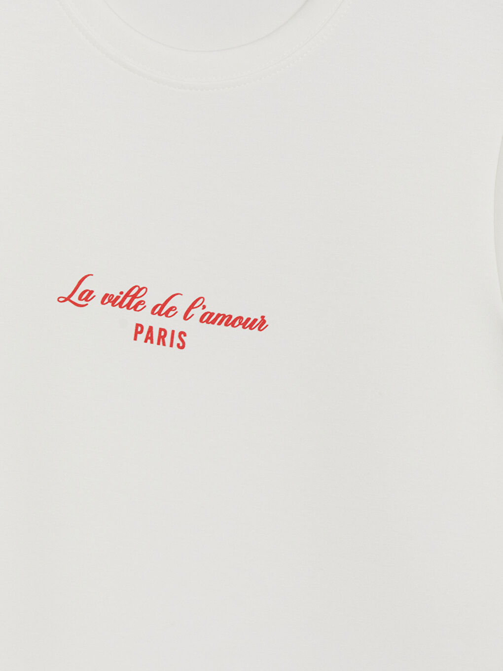 Beyaz Bisiklet Yaka Paris Baskılı Kadın Tişört-2