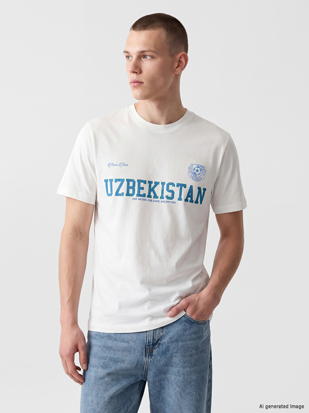 XSIDE Crew Neck Uzbekistan Printed Men's T-Shirt - S6QK20Z8-R9J