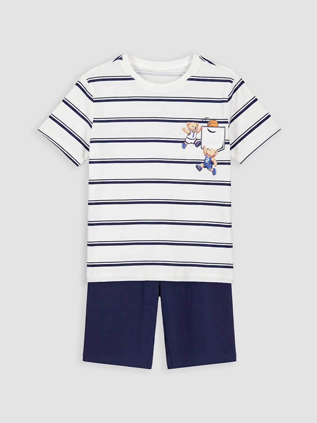 Ekru Erkek Çocuk Şortlu Pijama Takımı