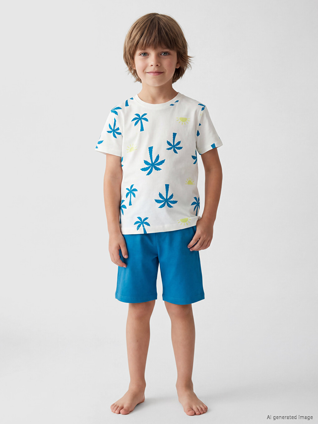 Crew Neck Boys' Short Pyjama Set-1