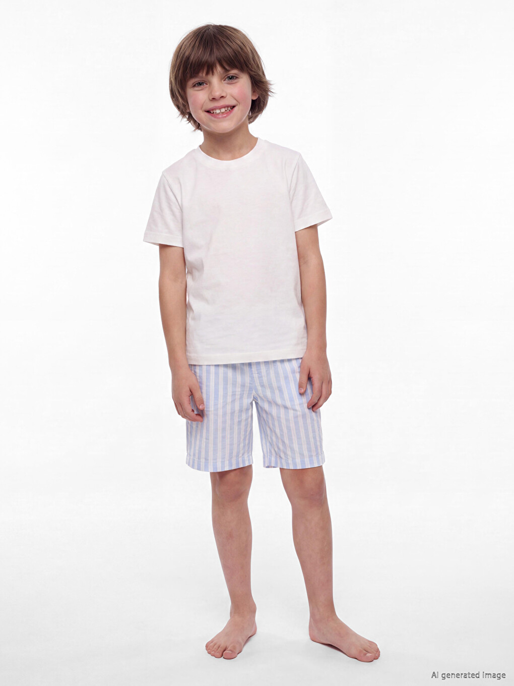 Mavi Beli Lastikli Çizgili Erkek Çocuk Pijama Altı