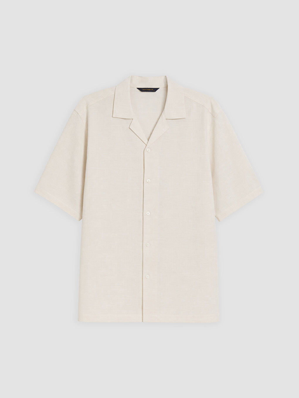 Bej Loose Fit Keten Karışımlı Erkek Gömlek-4