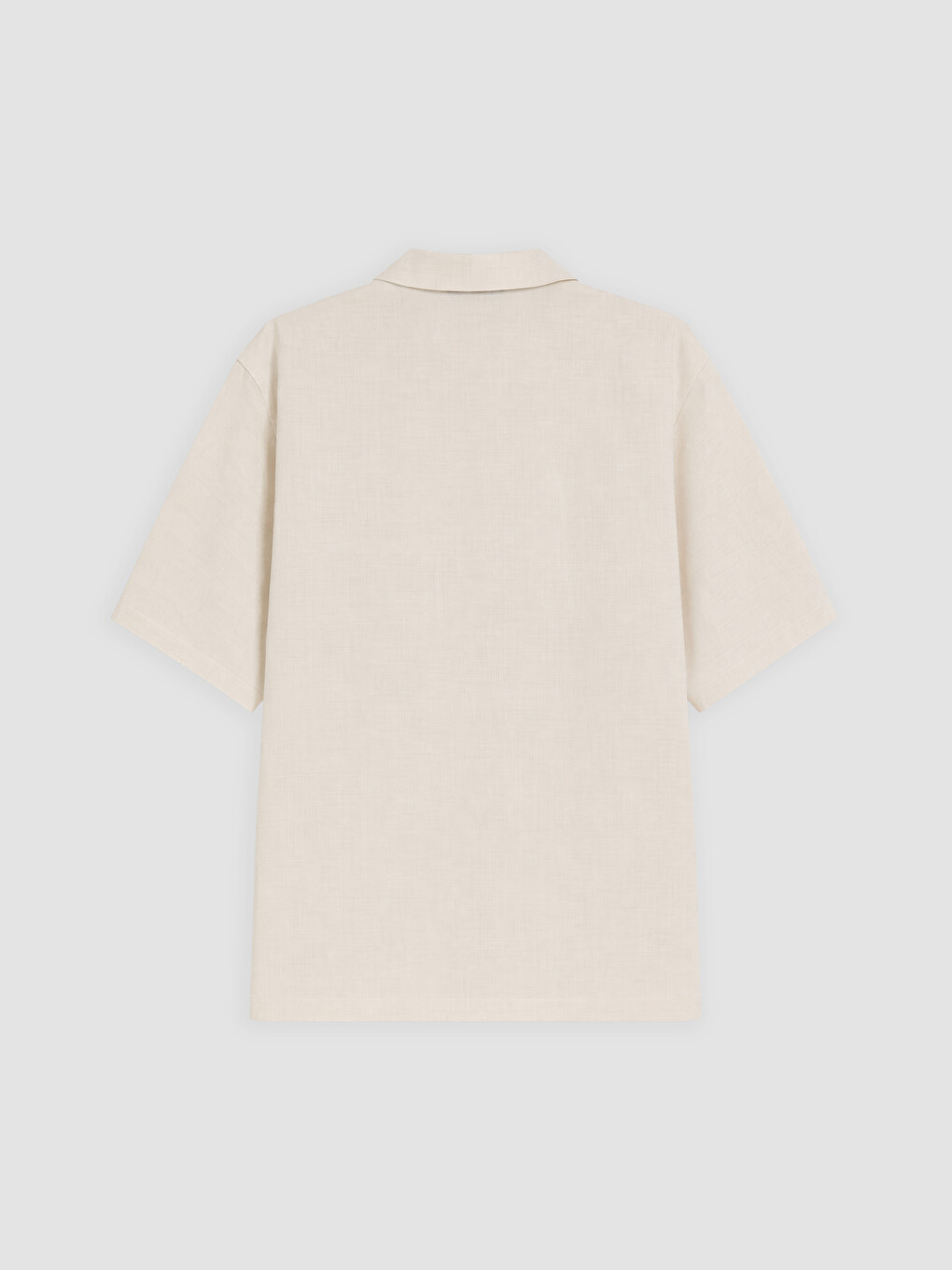 Bej Loose Fit Keten Karışımlı Erkek Gömlek-5