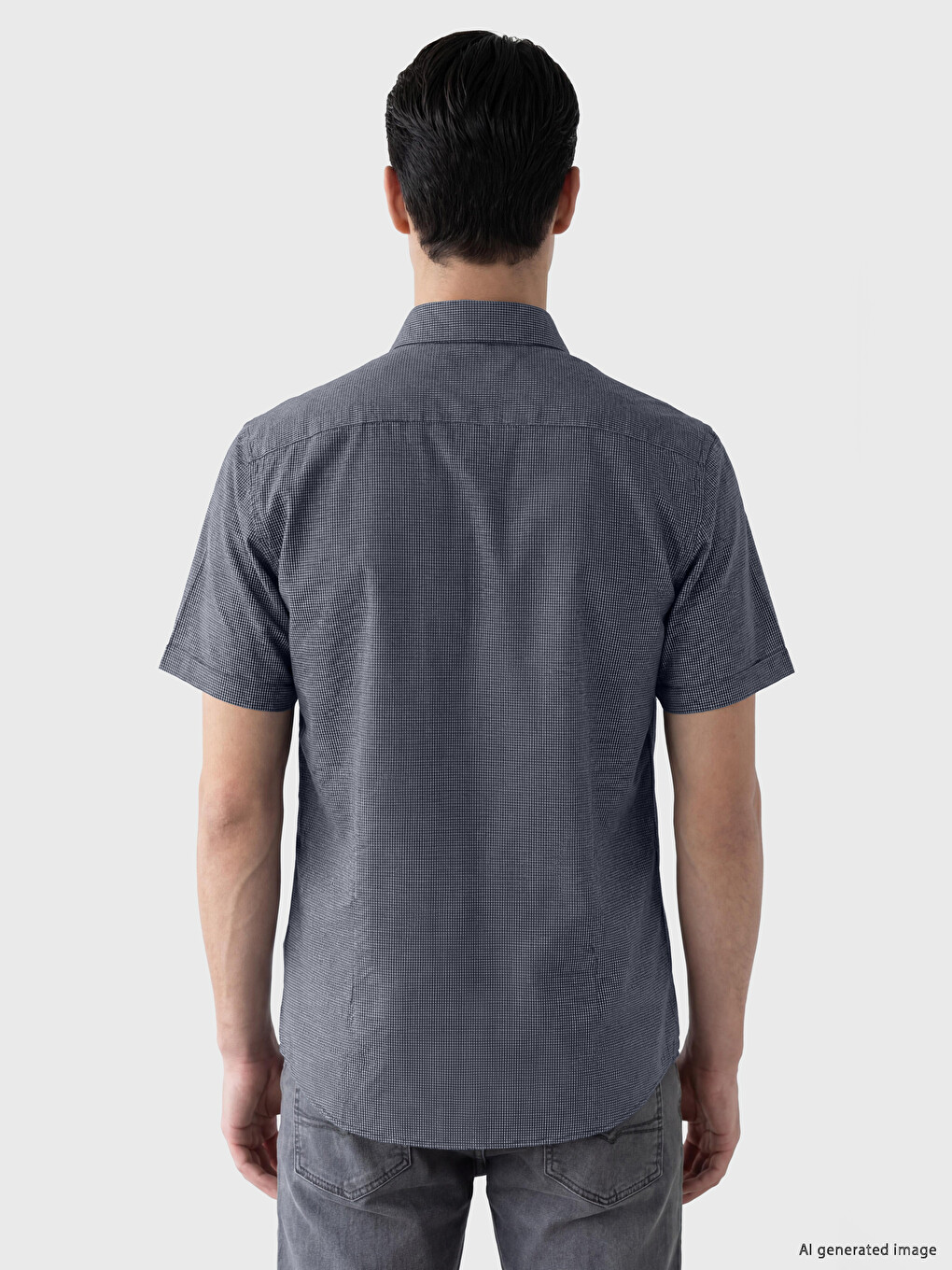 Lacivert Regular Fit Ekose Erkek Gömlek-1