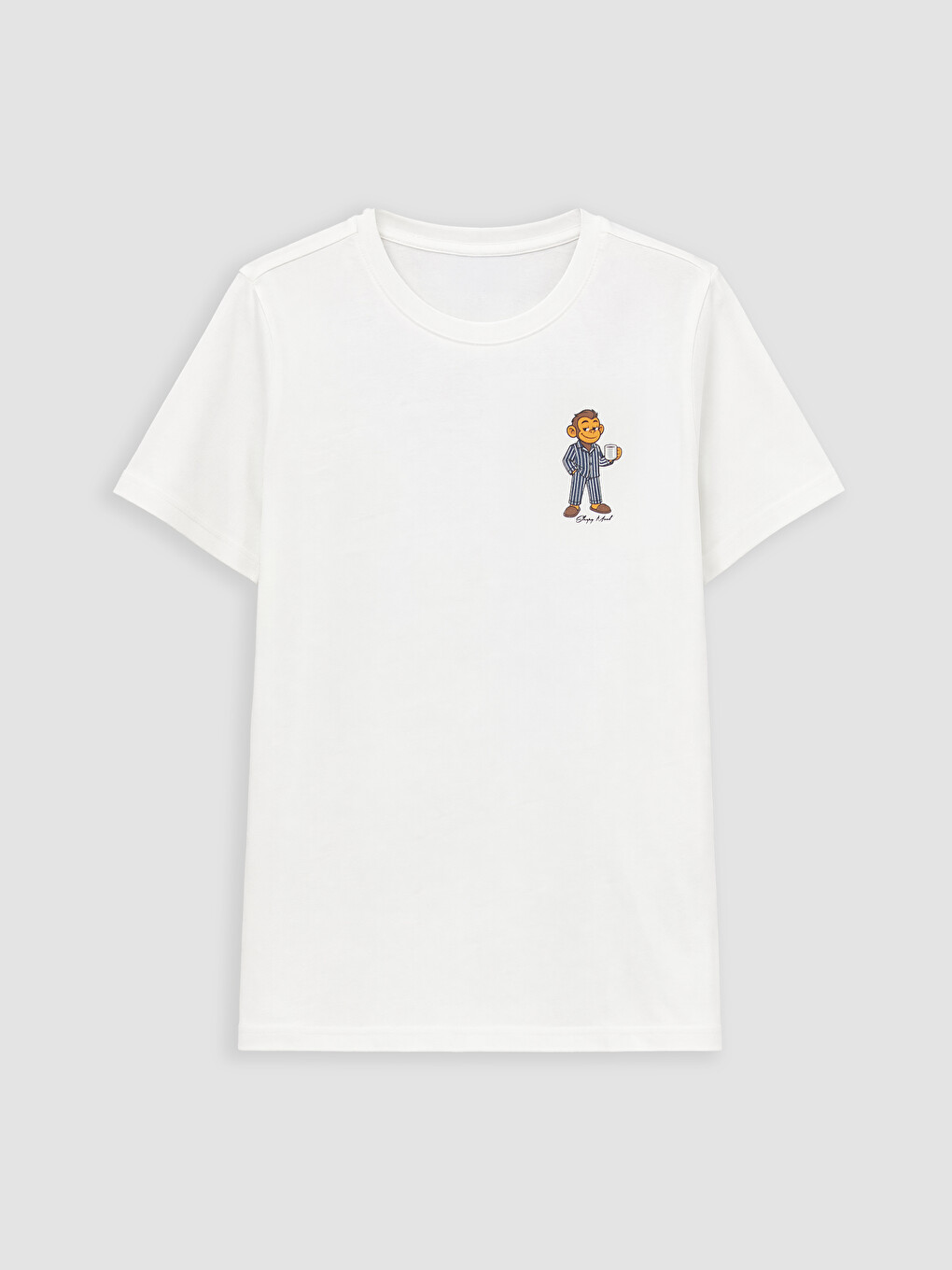 Ekru Bisiklet Yaka Erkek Çocuk Şortlu Pijama Takımı-1