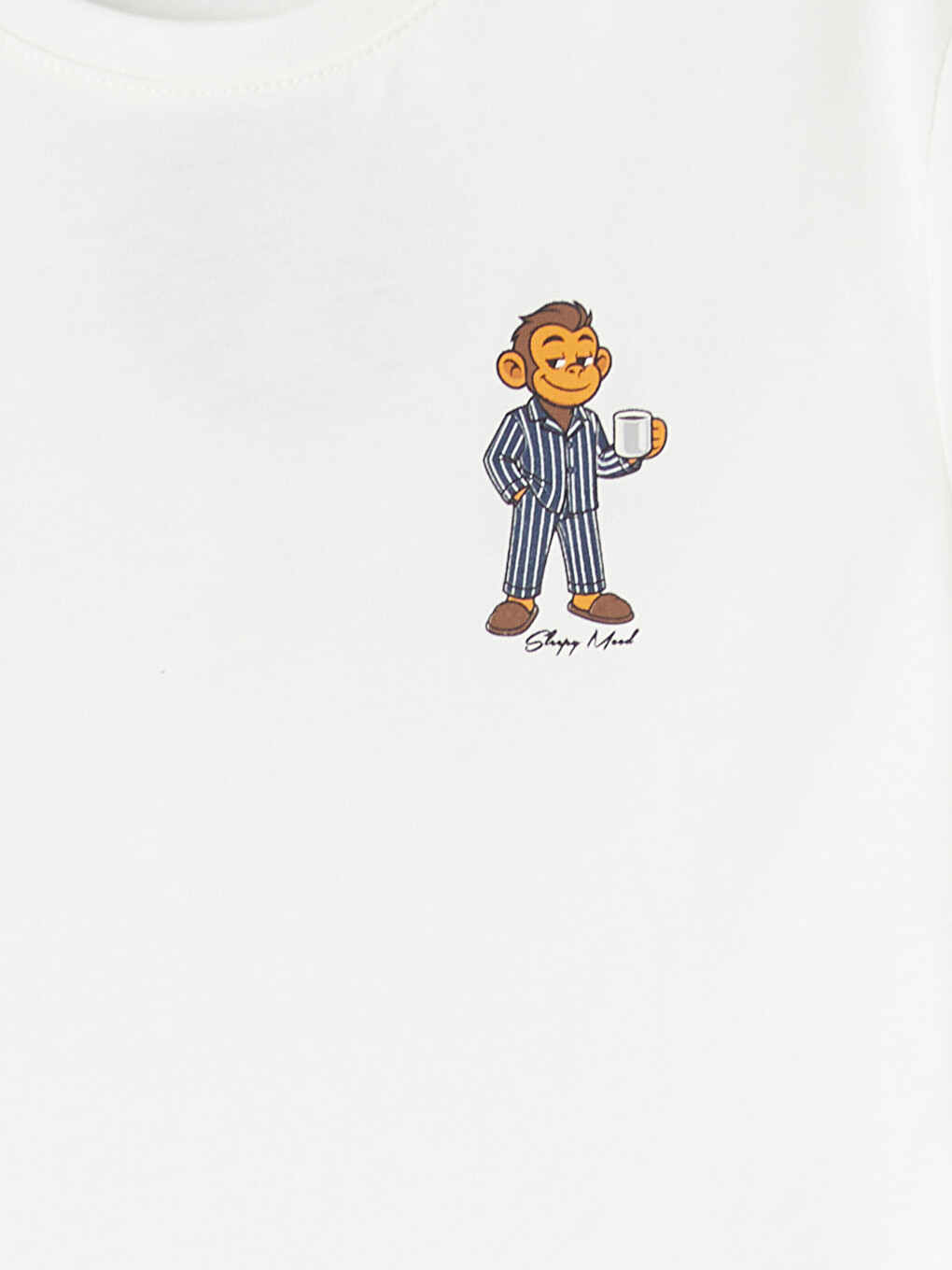 Ekru Bisiklet Yaka Erkek Çocuk Şortlu Pijama Takımı-2