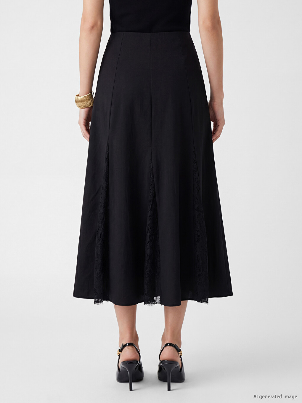 Zippered Waist Lace Detailed Skirt-3