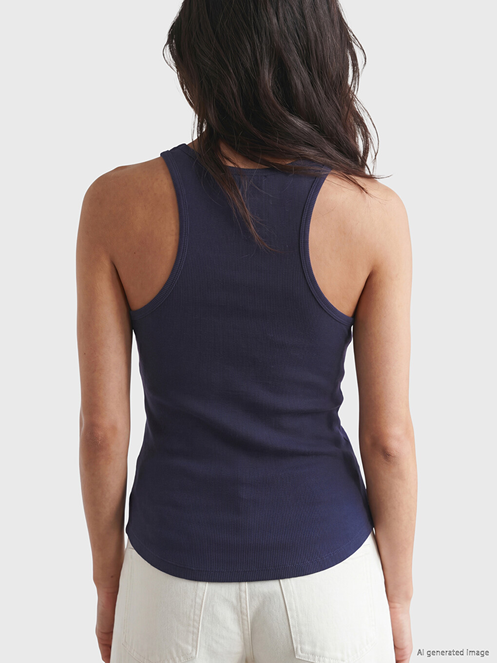 U Neck Women's Ribbed Tank Top-3