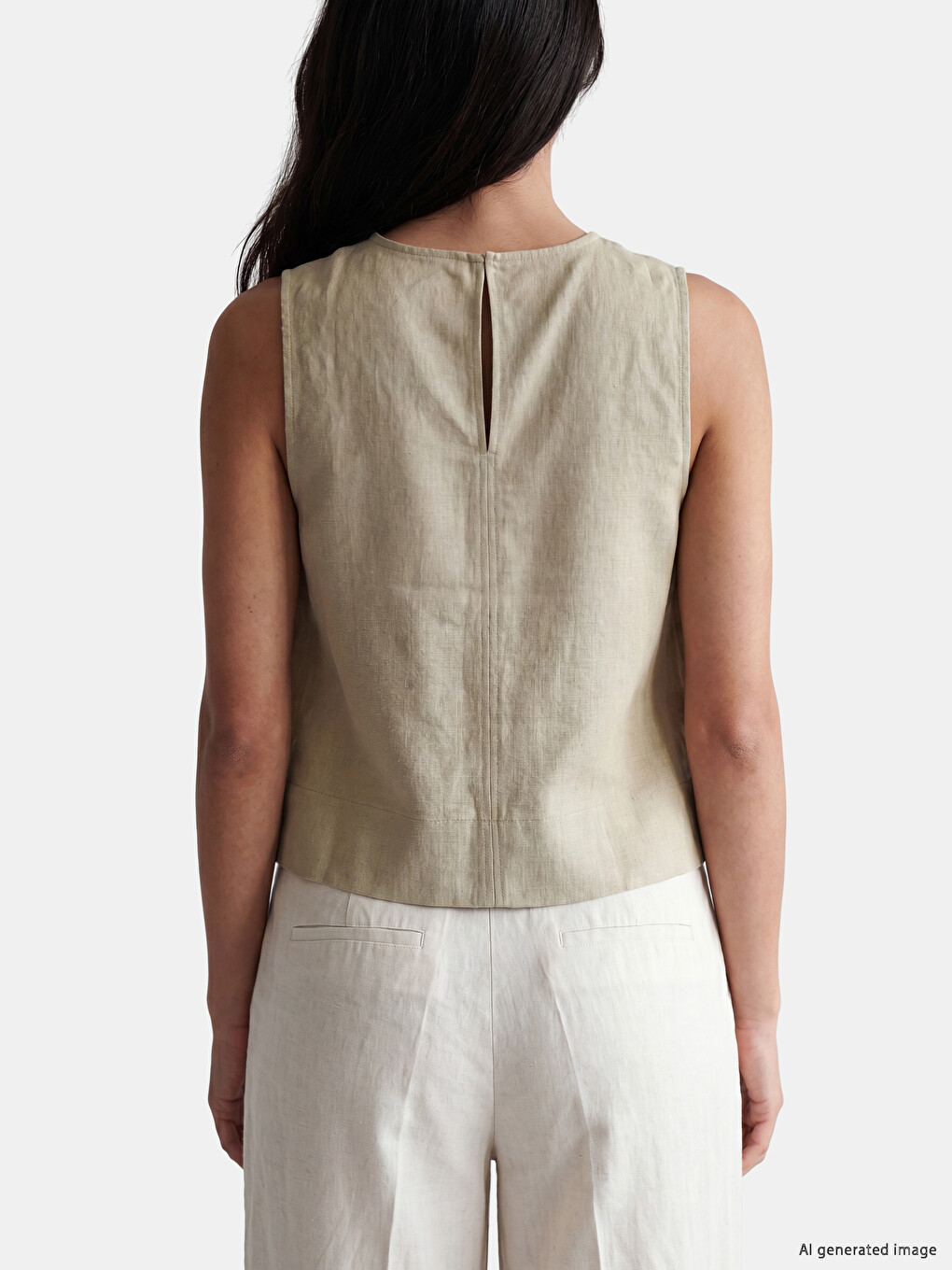 Crew Neck Linen Blend Blouse-3