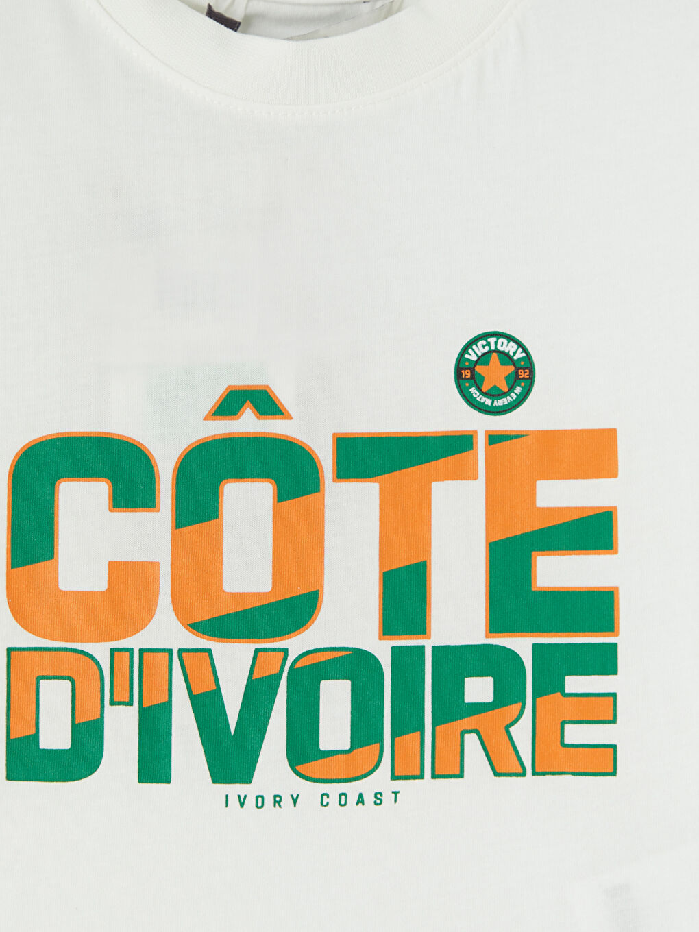 Beyaz Bisiklet Yaka Côte D'Ivoire Baskılı Erkek Çocuk Tişört-2
