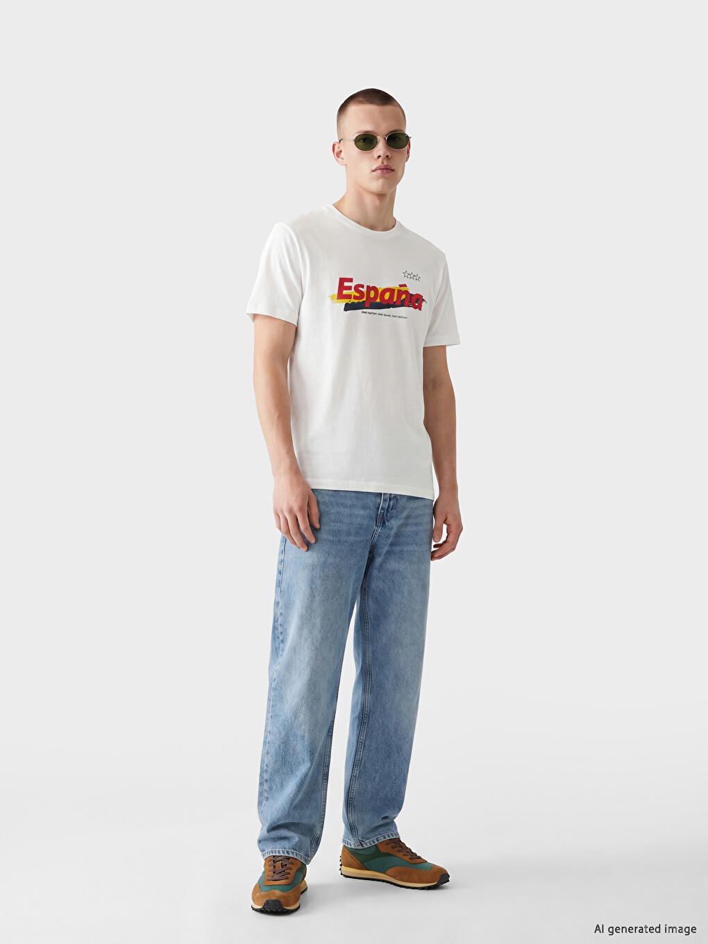 Crew Neck Spain Printed Men's T-Shirt-1