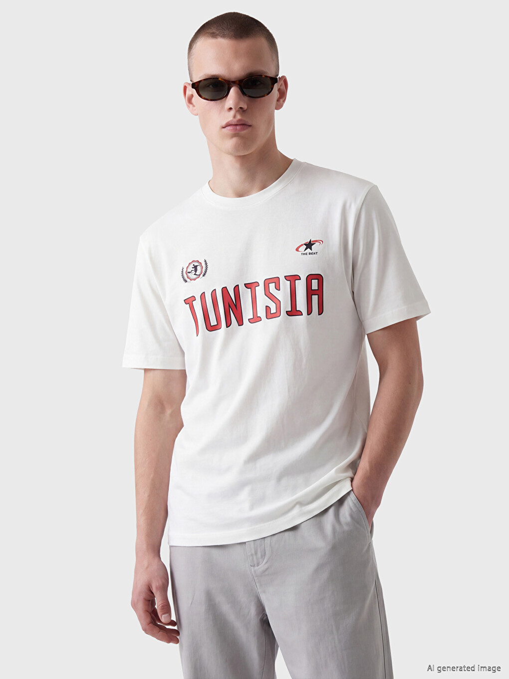 XSIDE Crew Neck Tunisian Printed Men's T-shirt - S6QL42Z8-R9J | LC