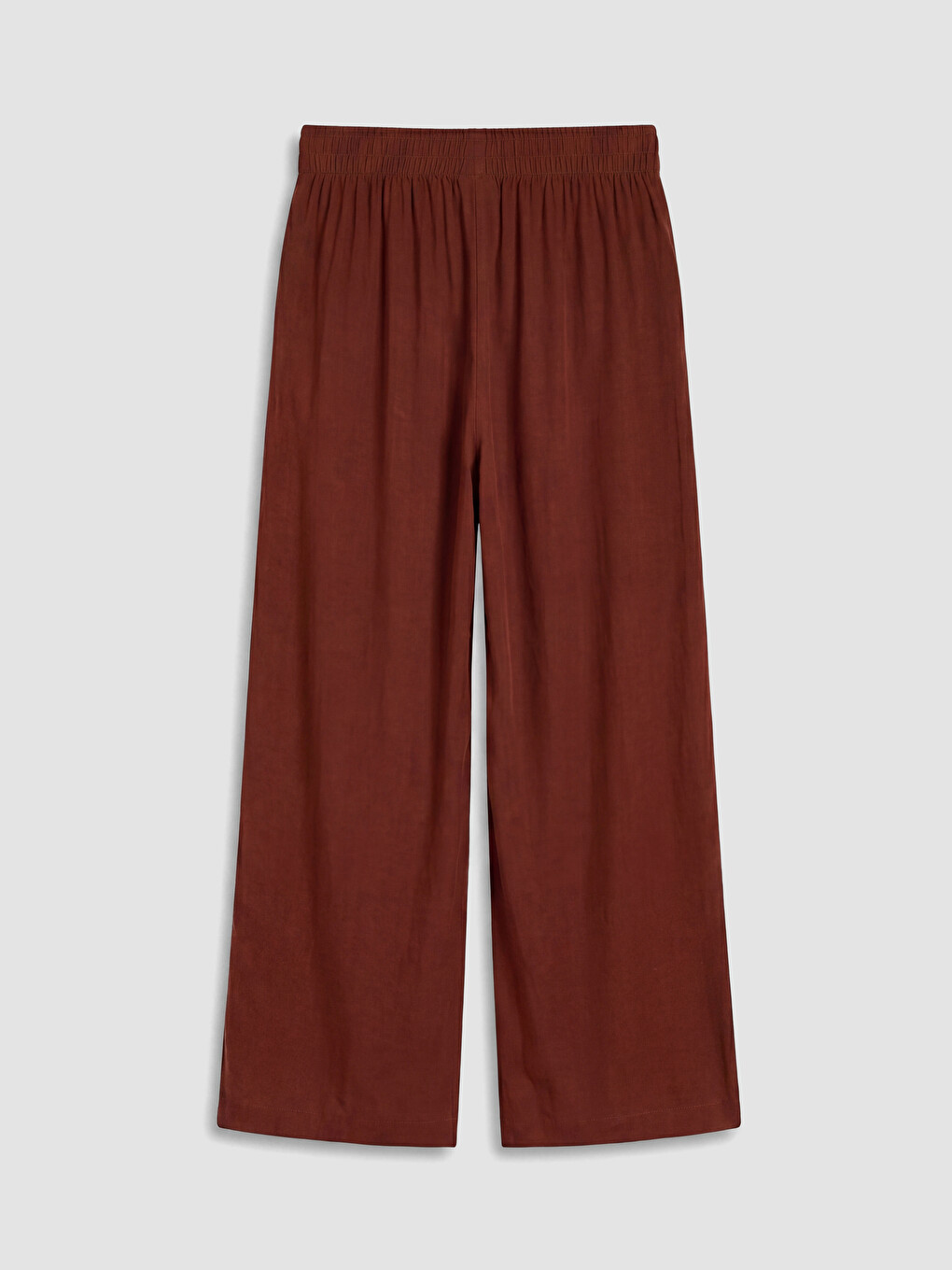 Kahverengi Beli Lastikli Geniş Paça Kadın Pantolon-2