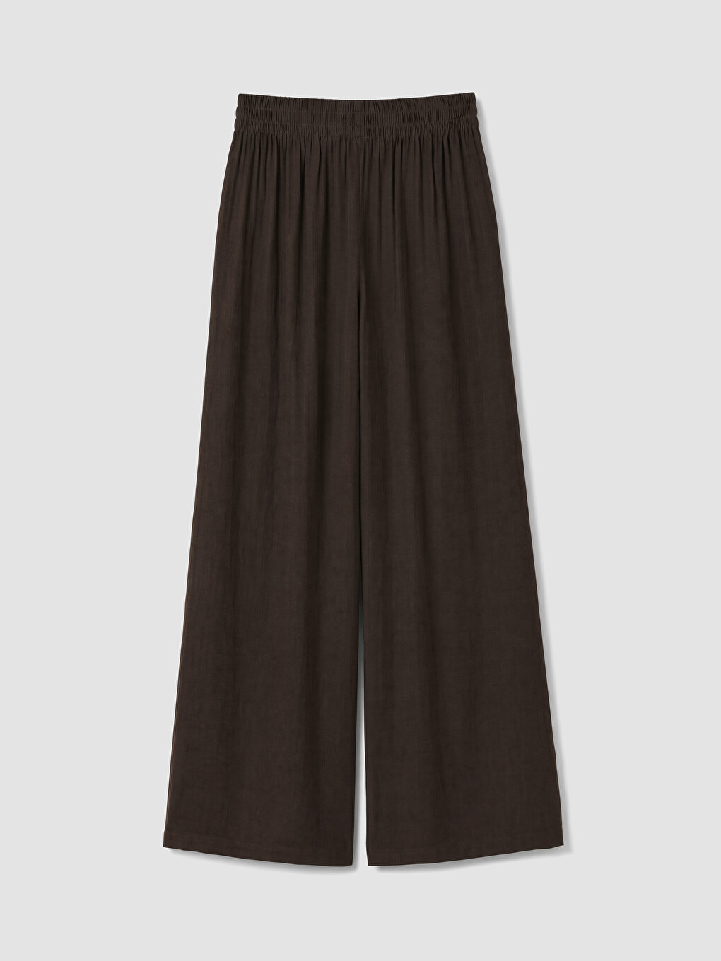 Kahverengi Beli Lastikli Geniş Paça Kadın Pantolon-1
