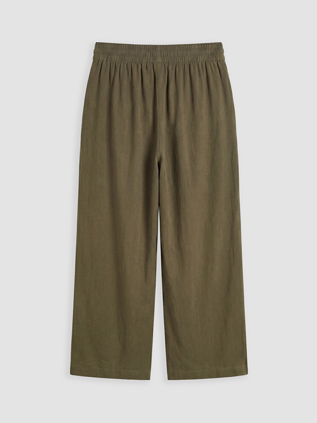 Haki Beli Lastikli Geniş Paça Kadın Pantolon-2