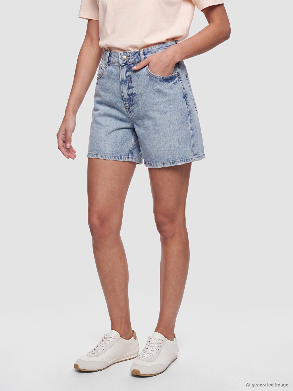 High Waist Women's Denim Shorts-1