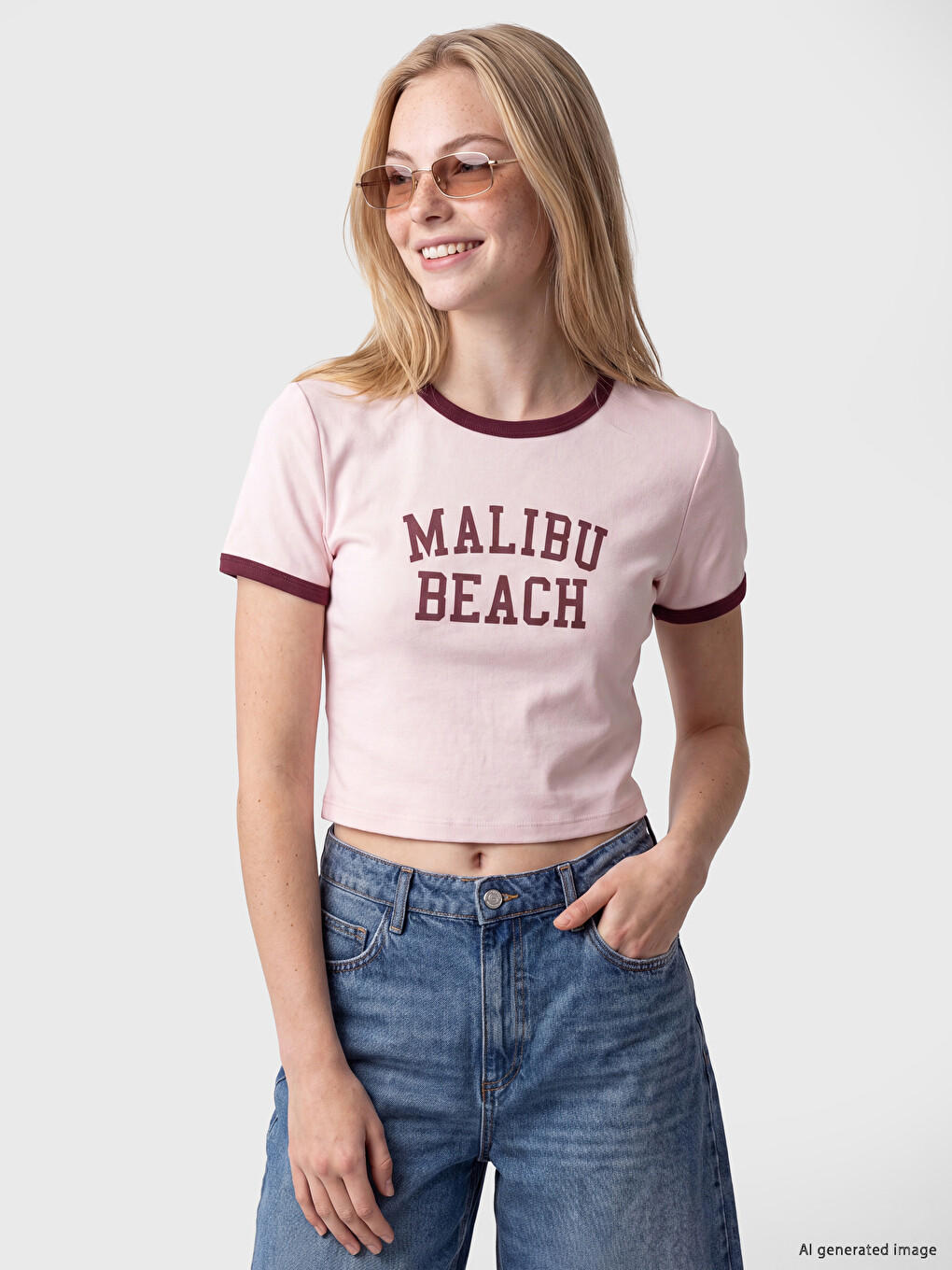 Crew Neck Malibu Printed Women's T-shirt